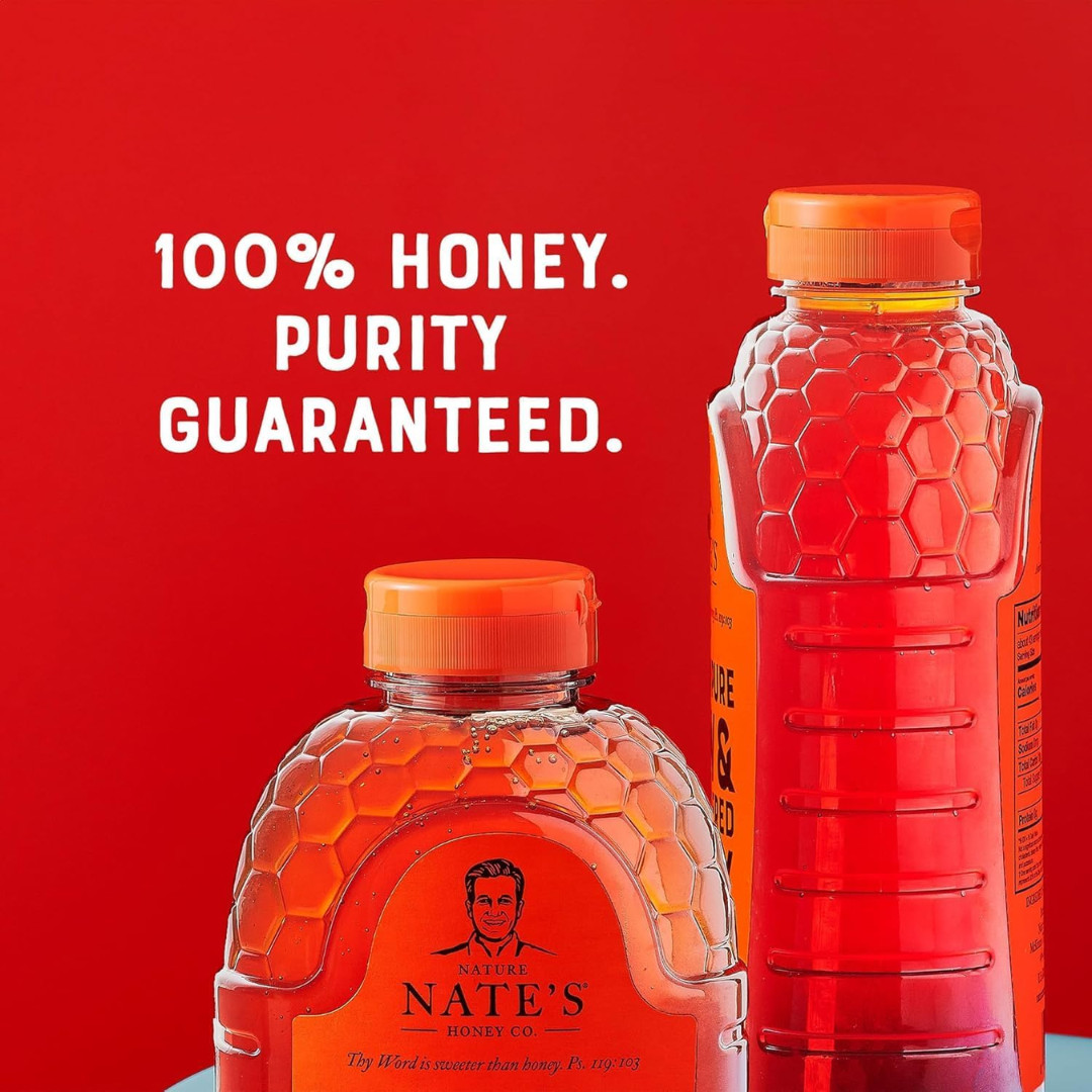 Nate’s 100% Pure, Raw & Unfiltered Honey Award Winning Taste, 16 oz. Squeeze