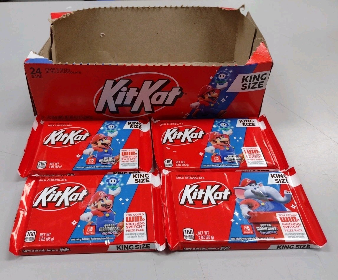 4 Super Mario Wonder KitKat King Size DISCONTINUED Chocolate W/ Display Box READ