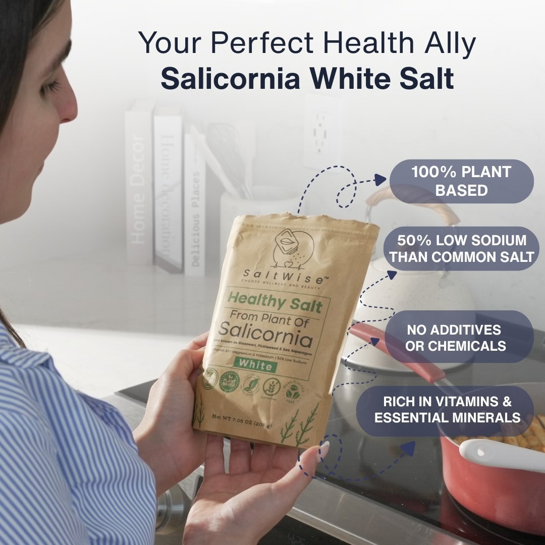 Salicornia White Salt – Low Sodium, Plant Based Mineral Salt, No Additives, 7oz