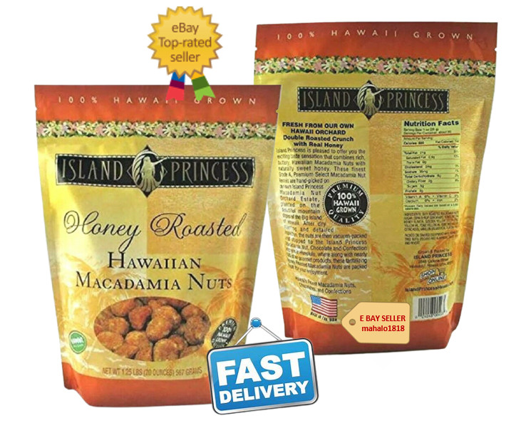 🌺Island Princess Honey Roasted Hawaiian Macadamia Nuts 1.25 lbs. FREE SHIPPING