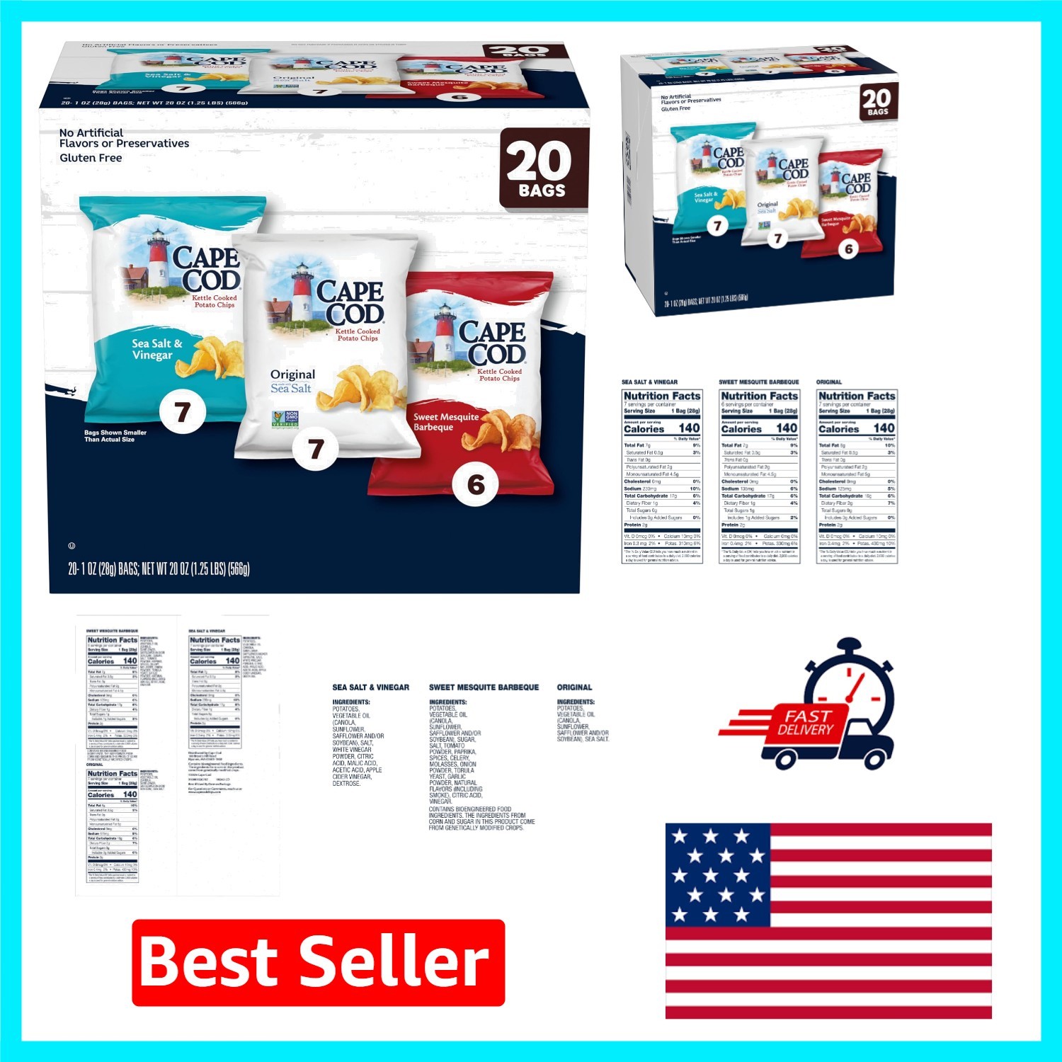 Delicious Gluten-Free Potato Chips Variety Pack – Individually Wrapped Goodness