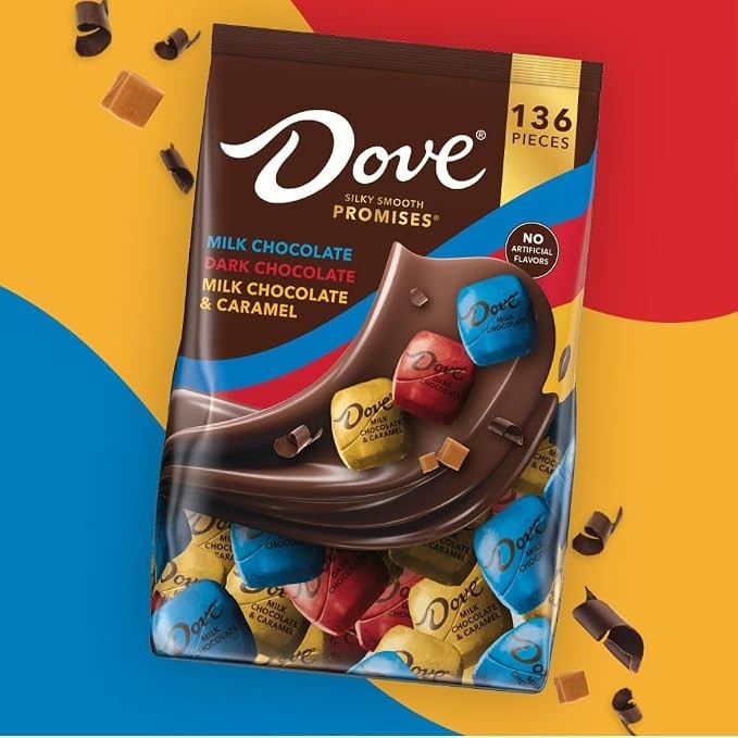 DOVE PROMISES Milk, Dark and Milk & Caramel Assorted Chocolate Candy, 136 Ct Bul