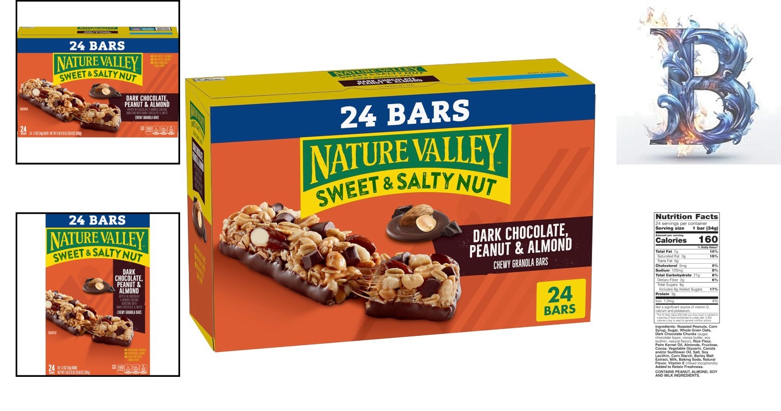 Energy-Boosting Gluten-Free Granola Bars – Dark Chocolate & Almonds (24 Pack)