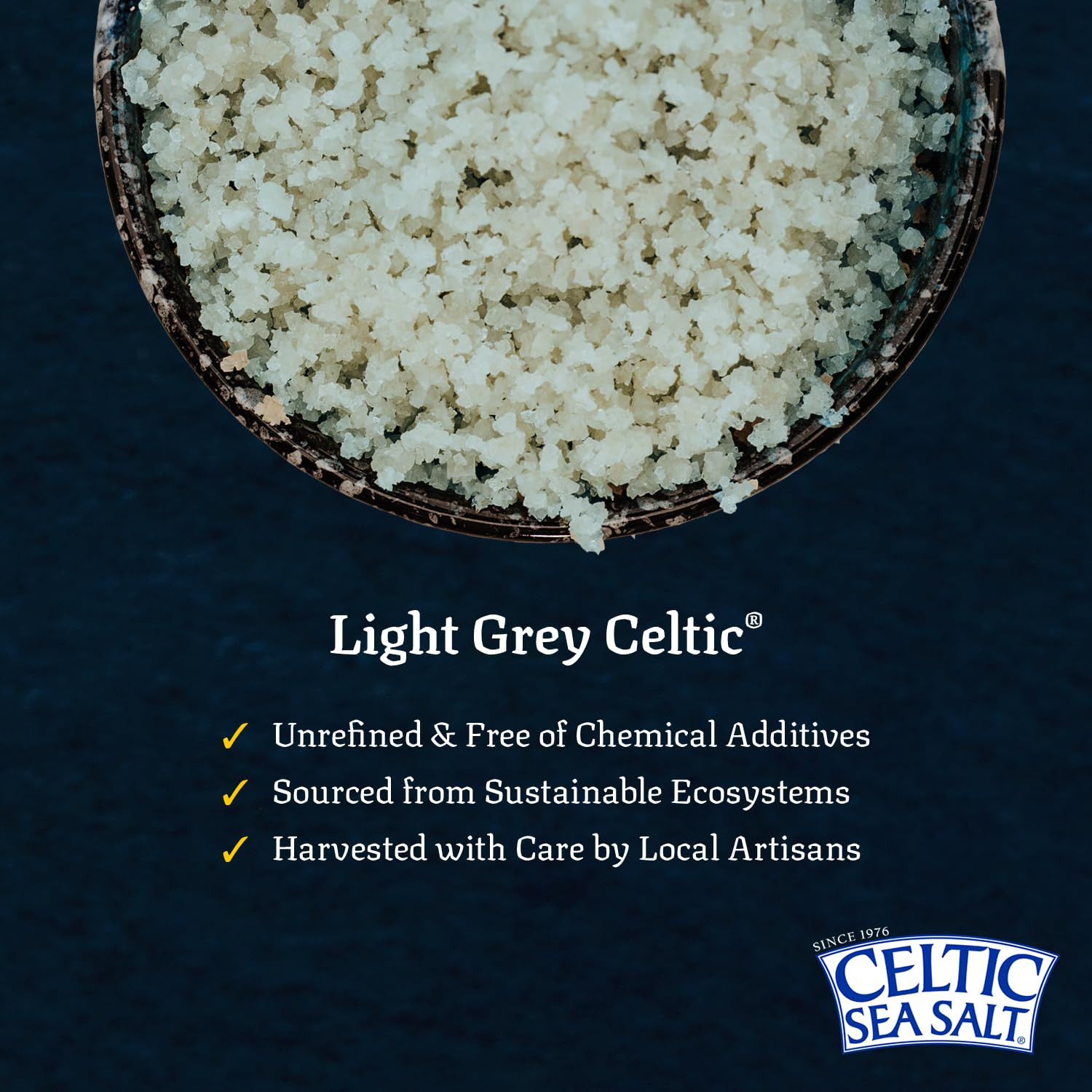Celtic Sea Salt, Light Grey Mineral Sea Salt, 1 Pound Resealable Bag Unrefined H