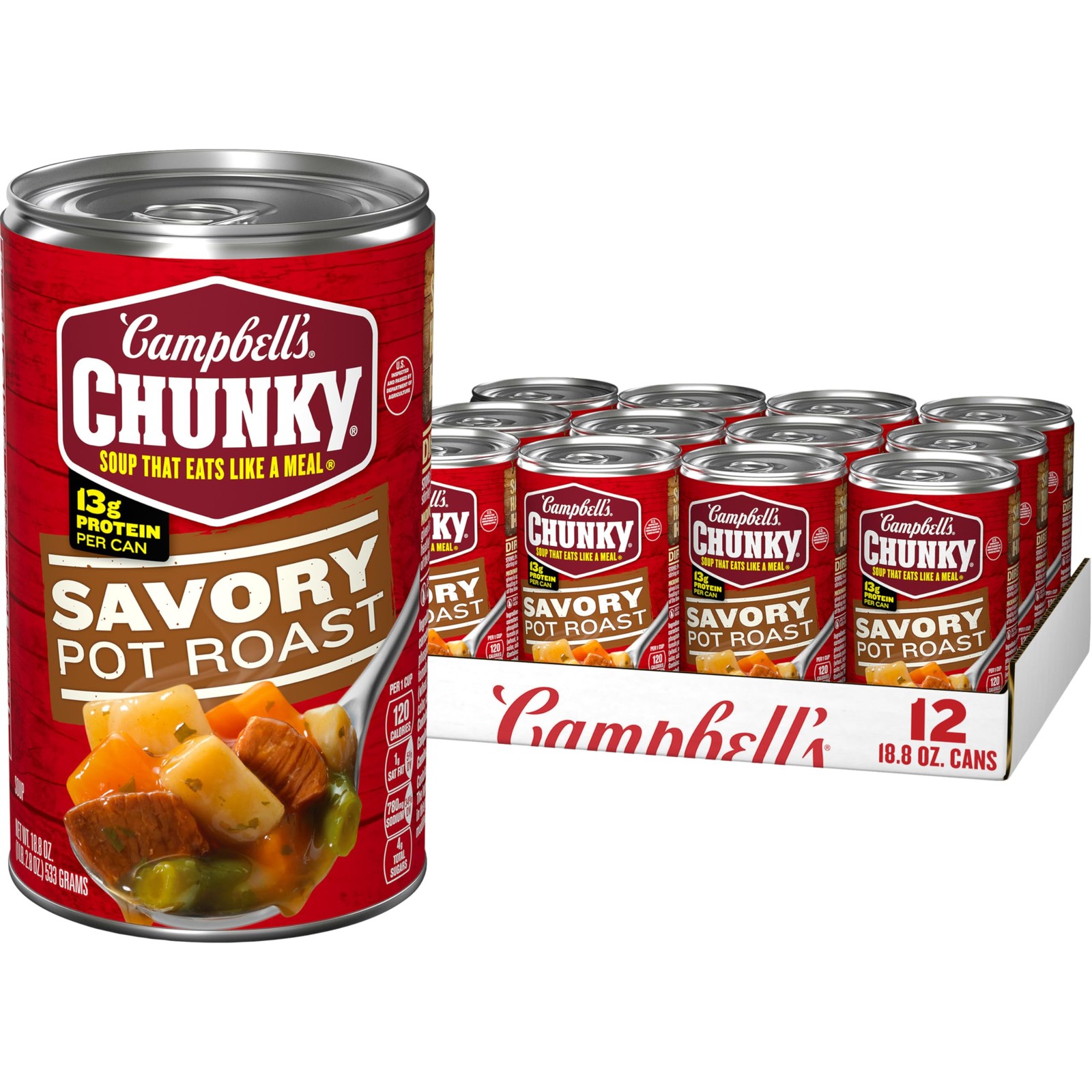 Campbell’s Chunky Soup, Savory Pot Roast Soup, 18.8 oz Can Pack of 12