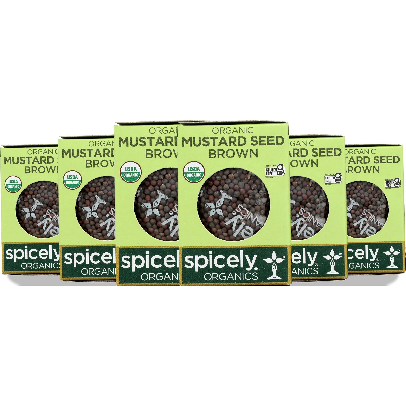 Organic Brown Mustard Seeds By Spicely Organics 0.6 Oz 6 Spices 6 Pack