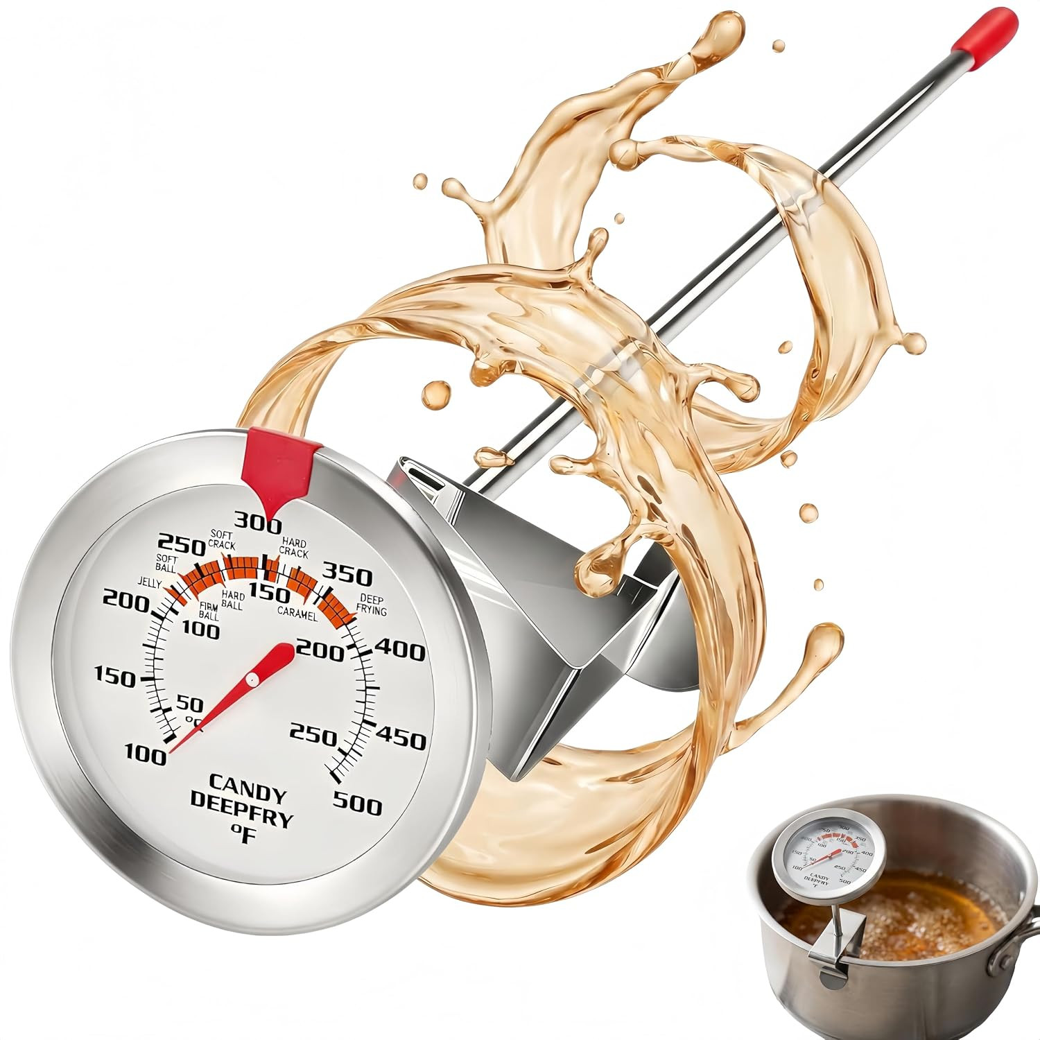 Candy & Deep Fry Thermometer with 2″ Large Dial & 9″ Probe – Dual Scale
