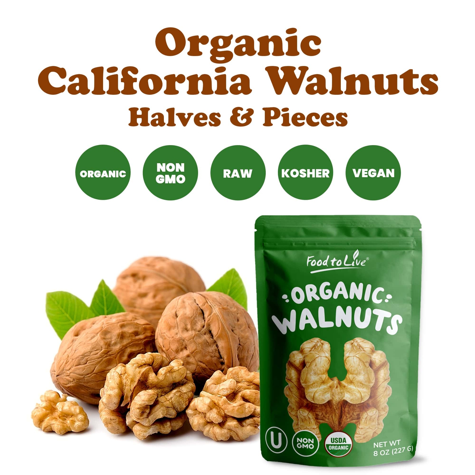 California Walnuts – Kosher, Raw, Vegan – by Food To Live