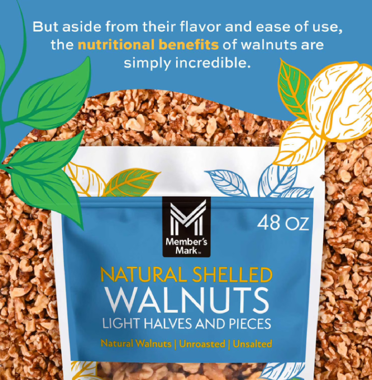 Member’s Mark Natural Shelled Walnuts, 3 lbs.