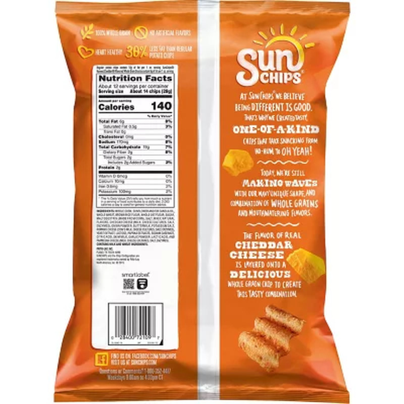 SunChips Whole Grain Harvest Cheddar Chips, 12.25 oz – Delicious & Crispy Snack