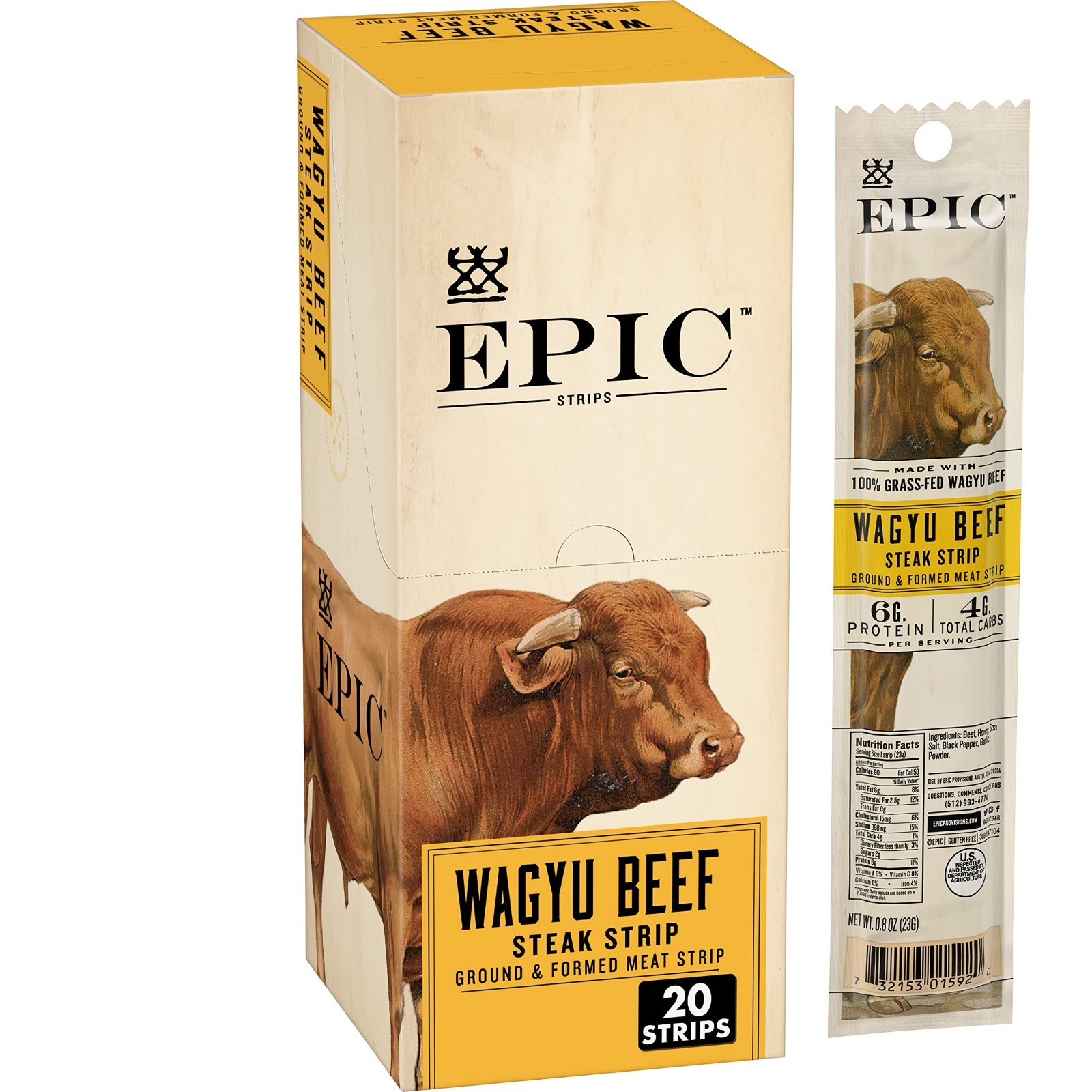 Wagyu Beef Steak Strips – Grass-Fed, Paleo-Friendly Snack, 20 Count, 16 oz