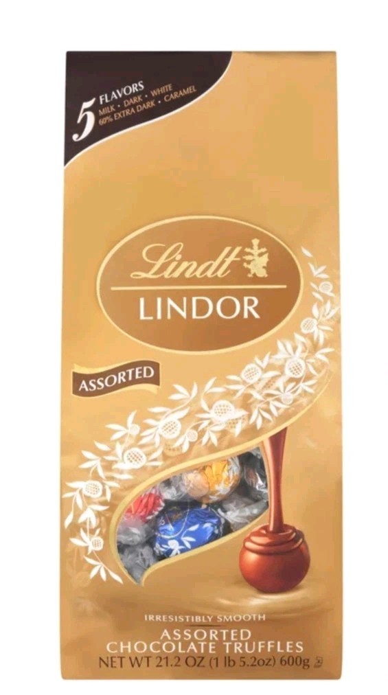 21.2 Oz LG LINDT LINDOR ASSORTED CHOCOLATE TRUFFLES – 5 FLAVORS – BB 09 – 2026
