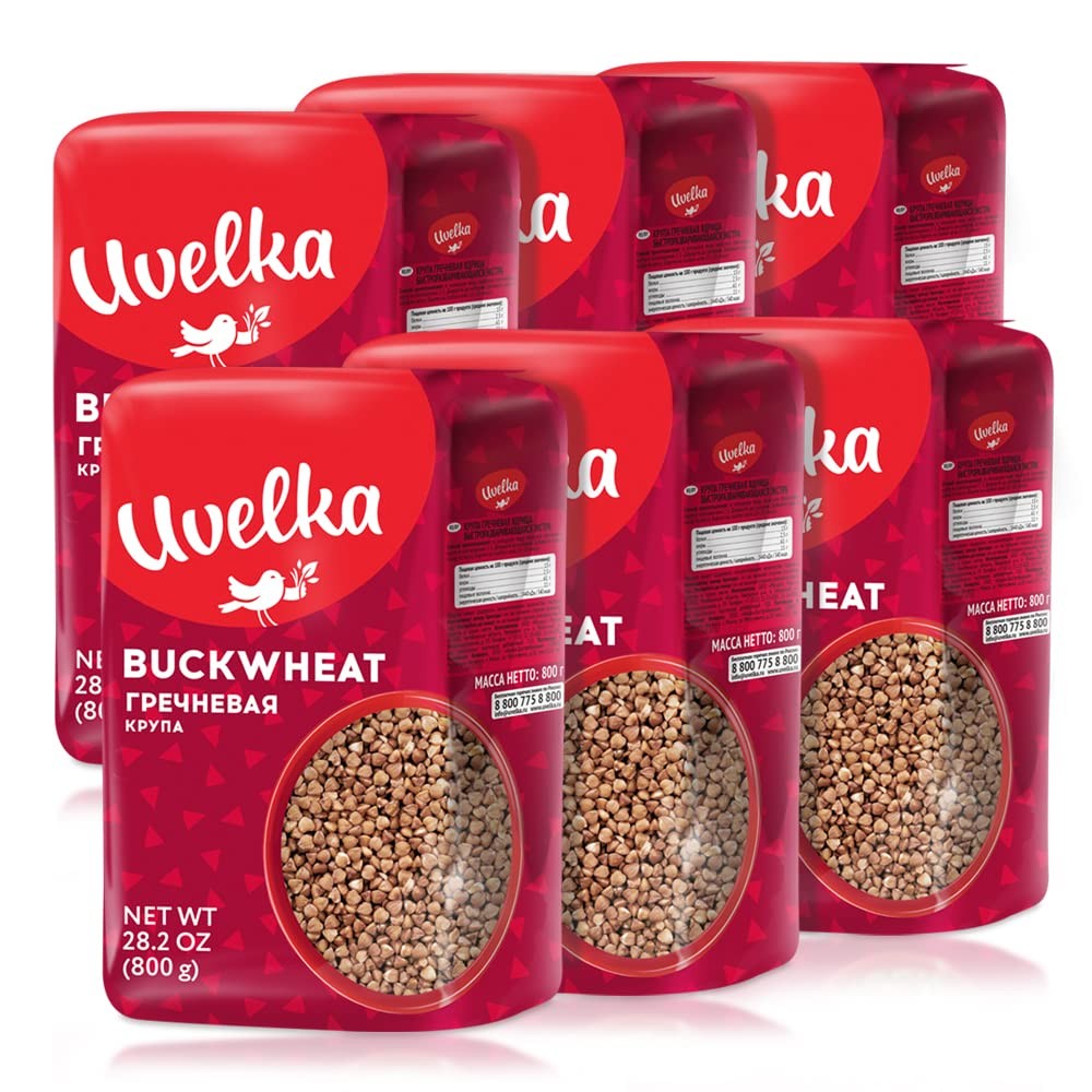 Uvelka Buckwheat Groats 800 Gram, Pack of 6 1.76 Pound (Pack 6)