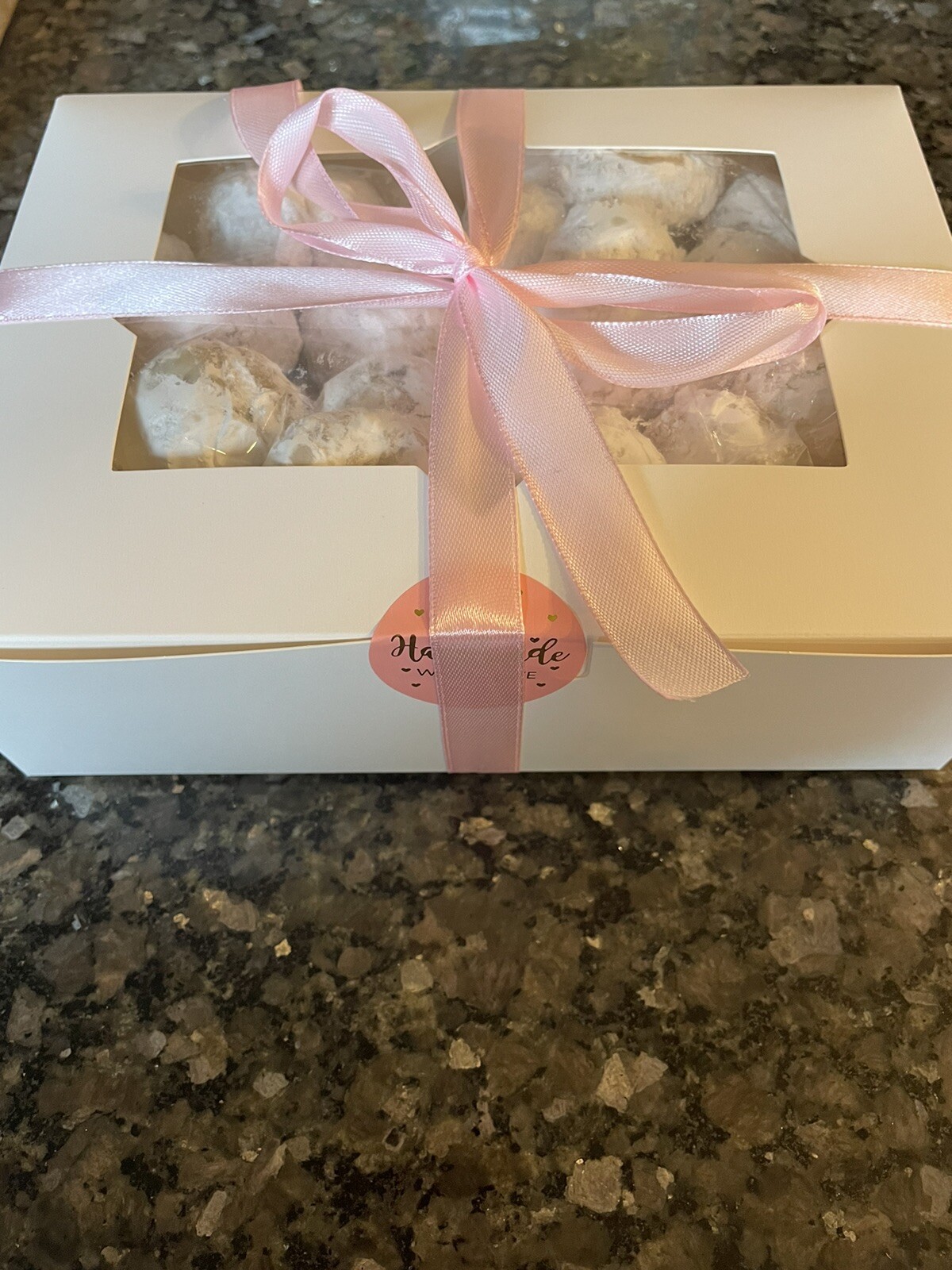 Homemade Cookies Snowball Pecan Or Walnuts 200 Cookies . Cello Bag, 4 Boxes.