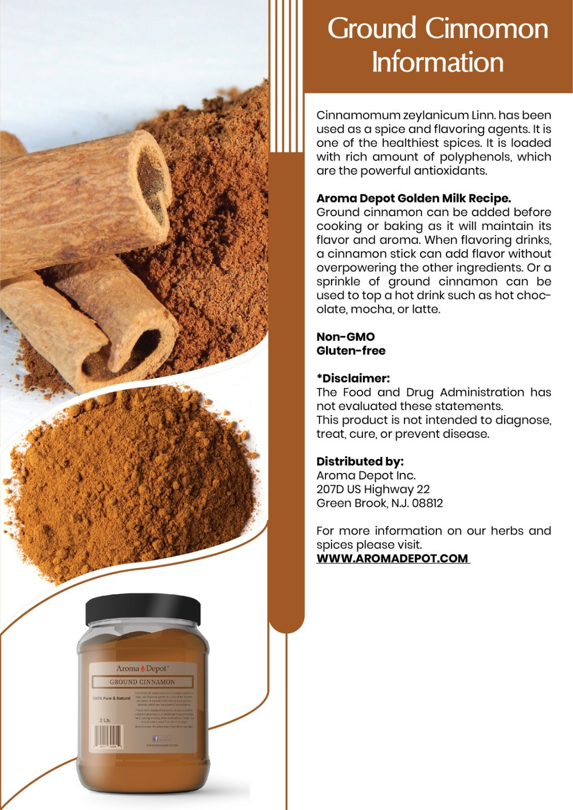 Cinnamon Powder Ground Cassia 100% Pure Cinnamomum Canela Lot Indonesia Bulk