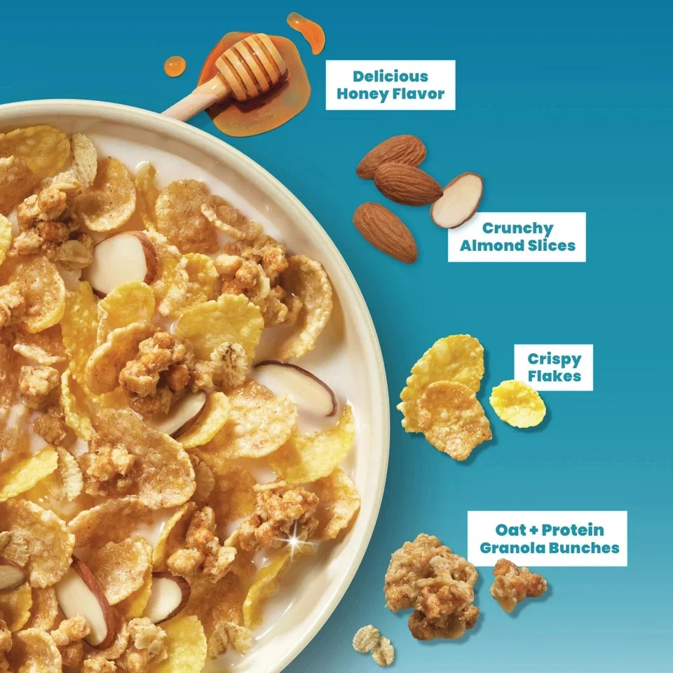 Honey Bunches Of oats PROTEIN Honey & Almond cereal Box 15 oz….