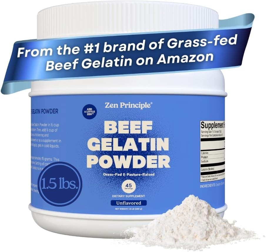 Grass-Fed Gelatin Powder, 1.5 lb. Custom Anti-Aging Protein for Healthy Hair,