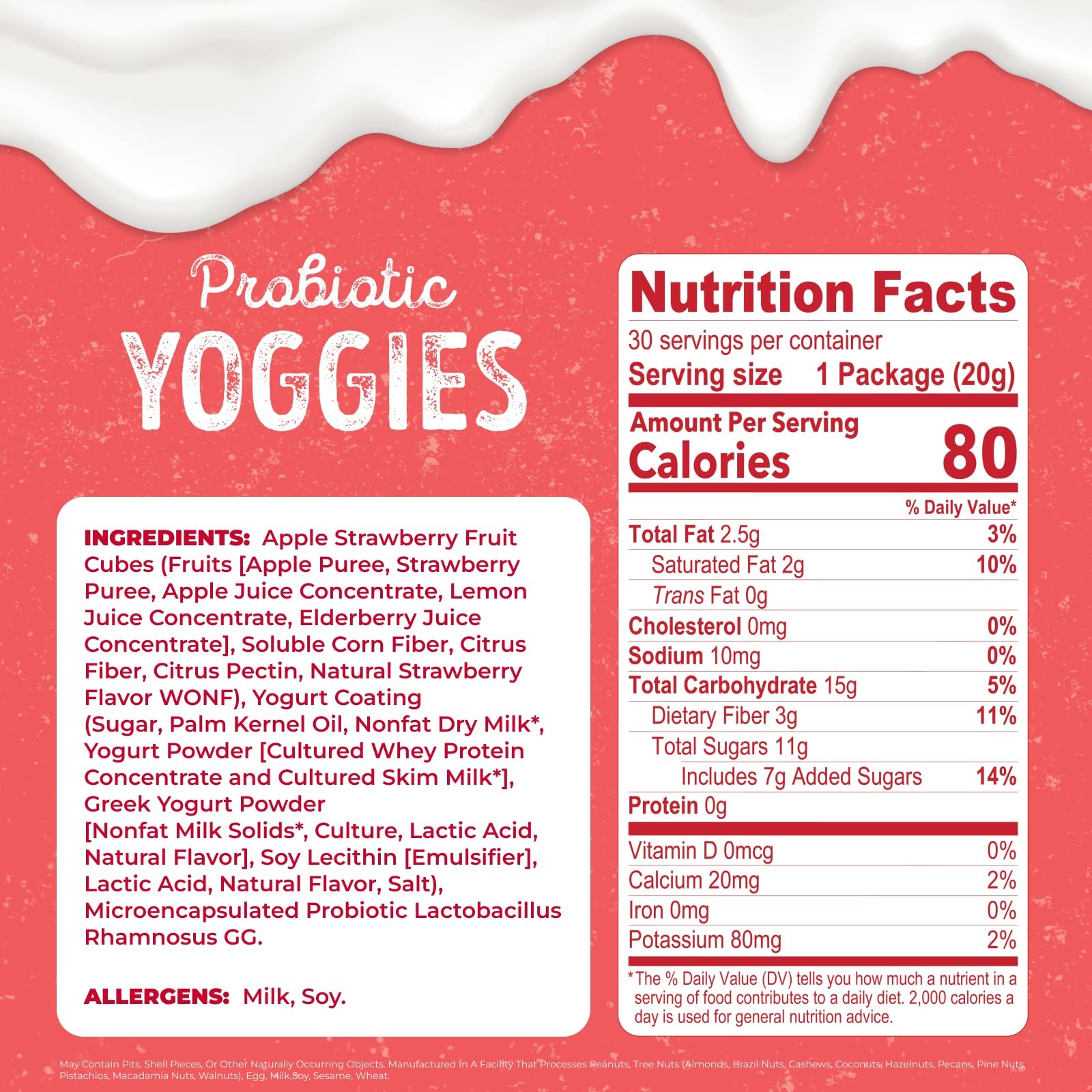 Nature’s Garden Probiotic Strawberry Yoggies, 21oz (30 x 0.7oz), Yoggie Bites