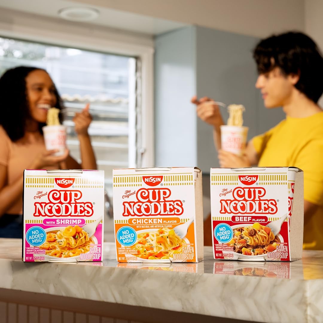 Nissin Cup Noodles Soup, Beef Flavor, Microwaveable Paper Cups, Instant Ramen…