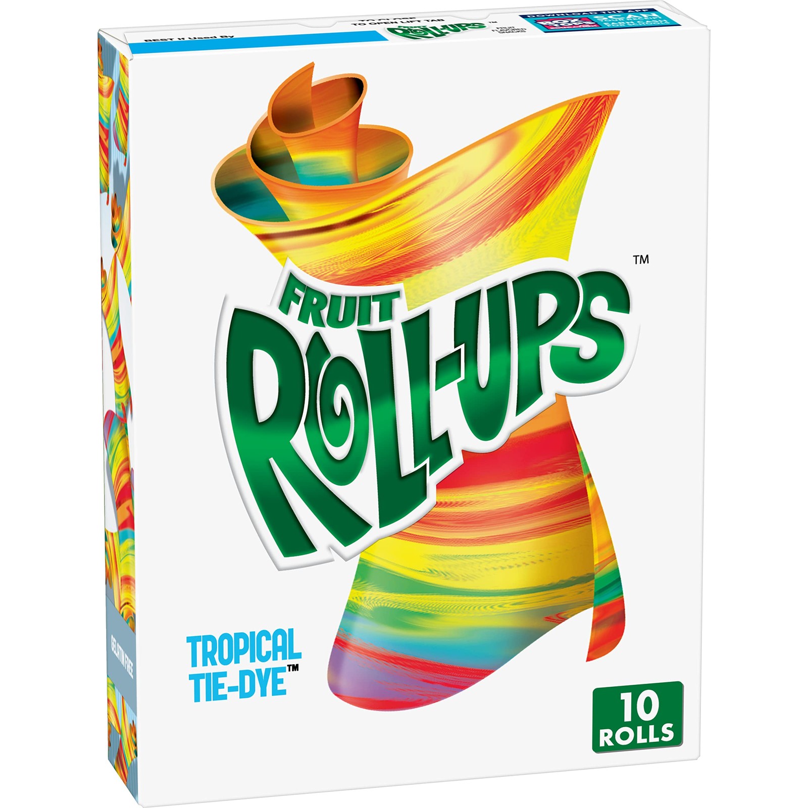 Fruit Roll-Ups Flavored Snacks, Tropical Tie-Die, 10 Count (Pack of 1)