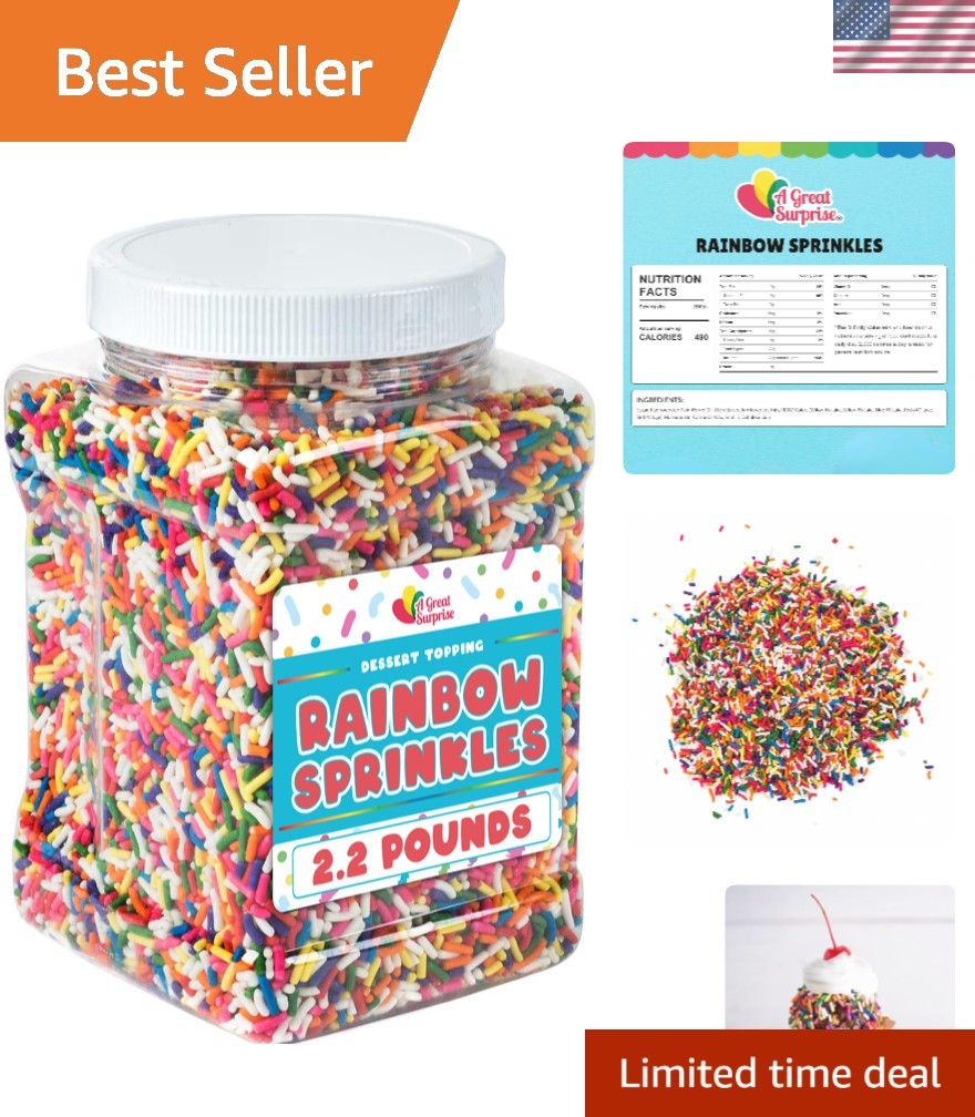 Rainbow Sprinkles – 2.2 Pounds – Bulk Rainbow Jimmies for Cookies – Birthday …