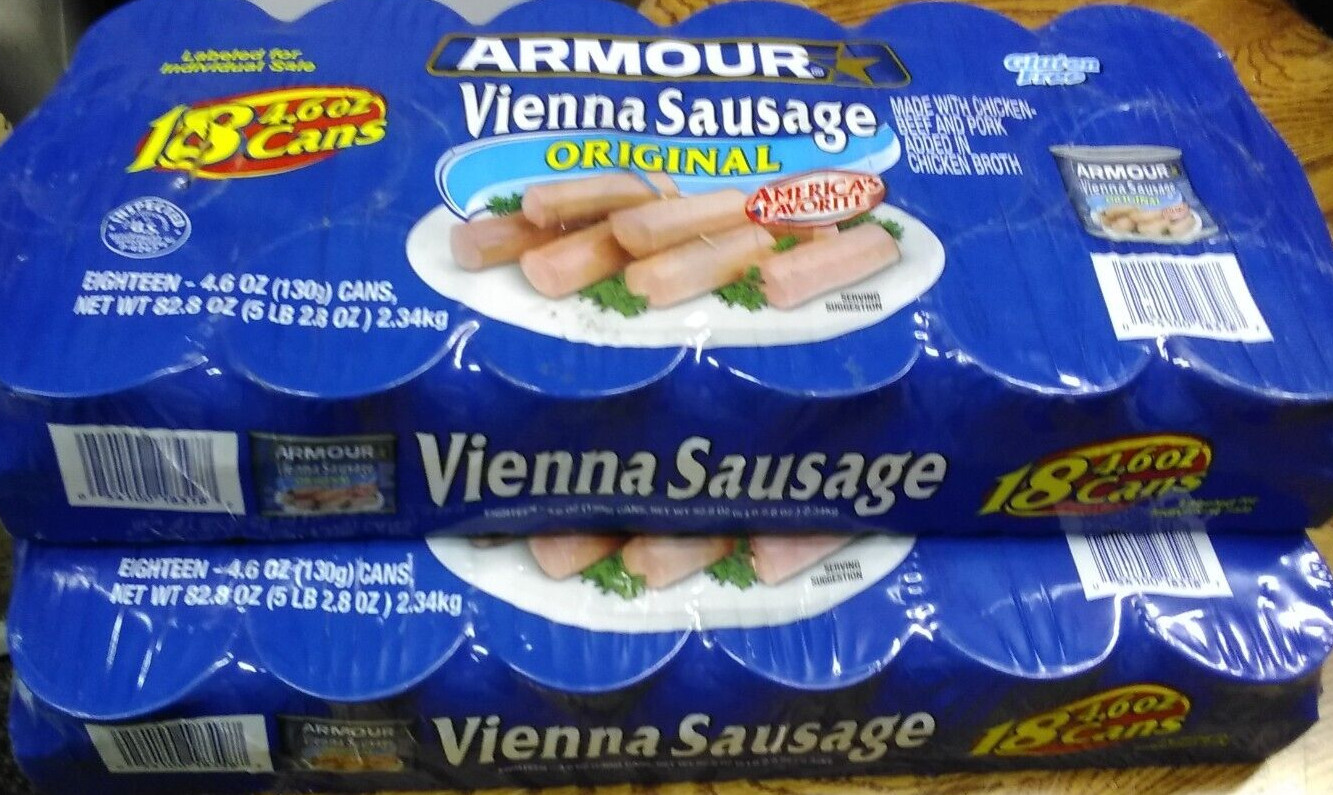 Armour Vienna Sausage 4.6 oz, 2x 18 ct. ~ 36 cans ~ 04/2025 Labeled for Resale