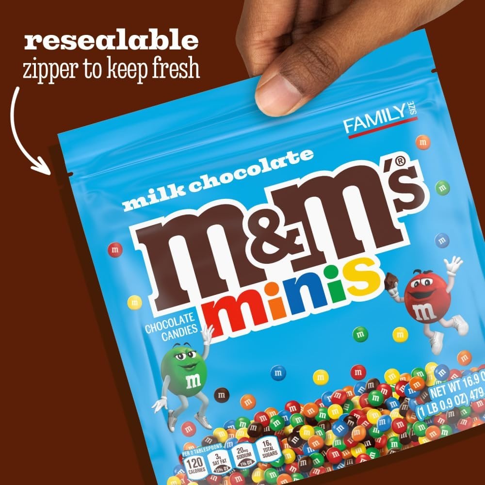 MINIS Milk Chocolate Candy Assortment, Family Size, 16.9 oz Resealable Bulk C…