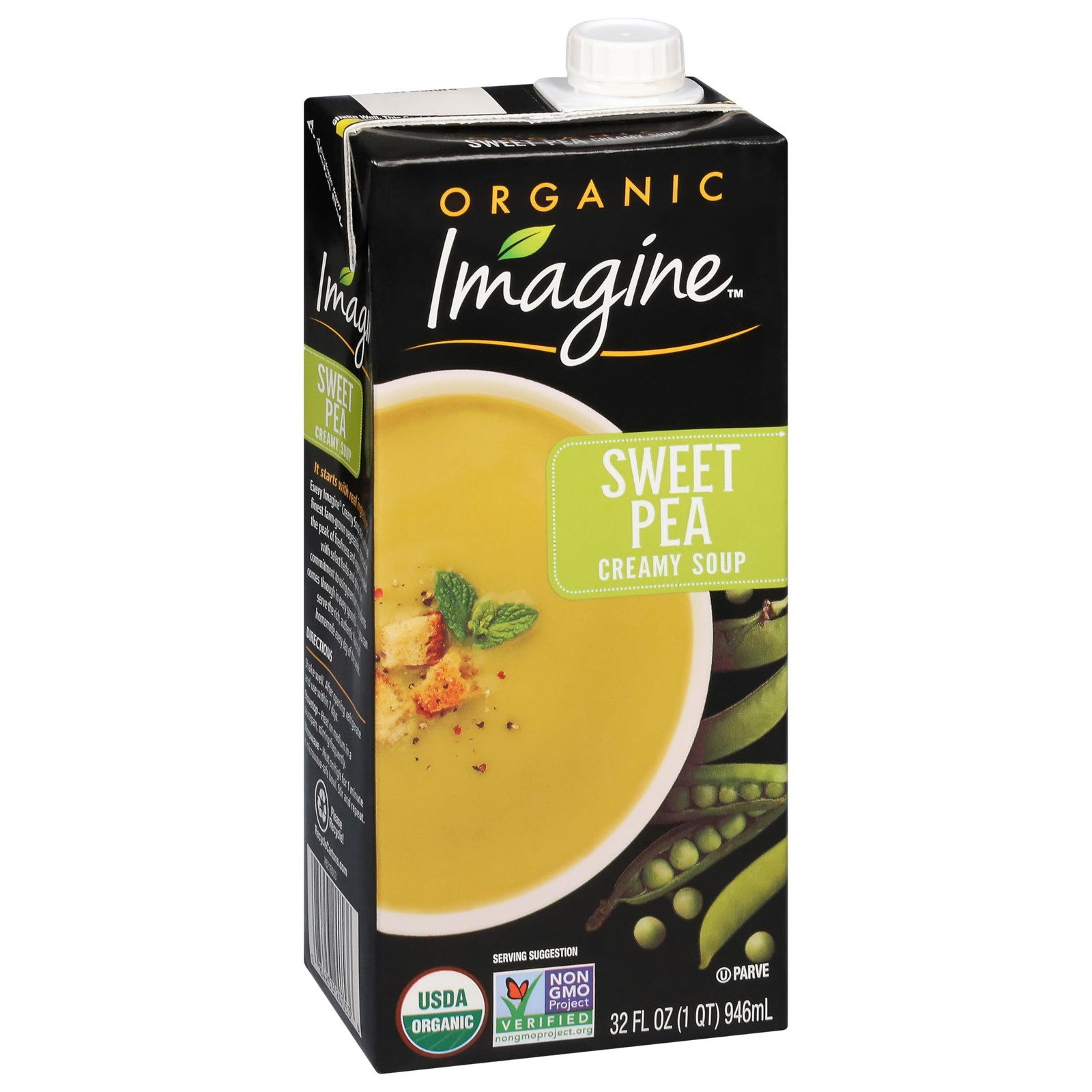 Imagine Organic Creamy Sweet Pea Soup 32 oz 32 Fl Oz (Pack of 1), No Color