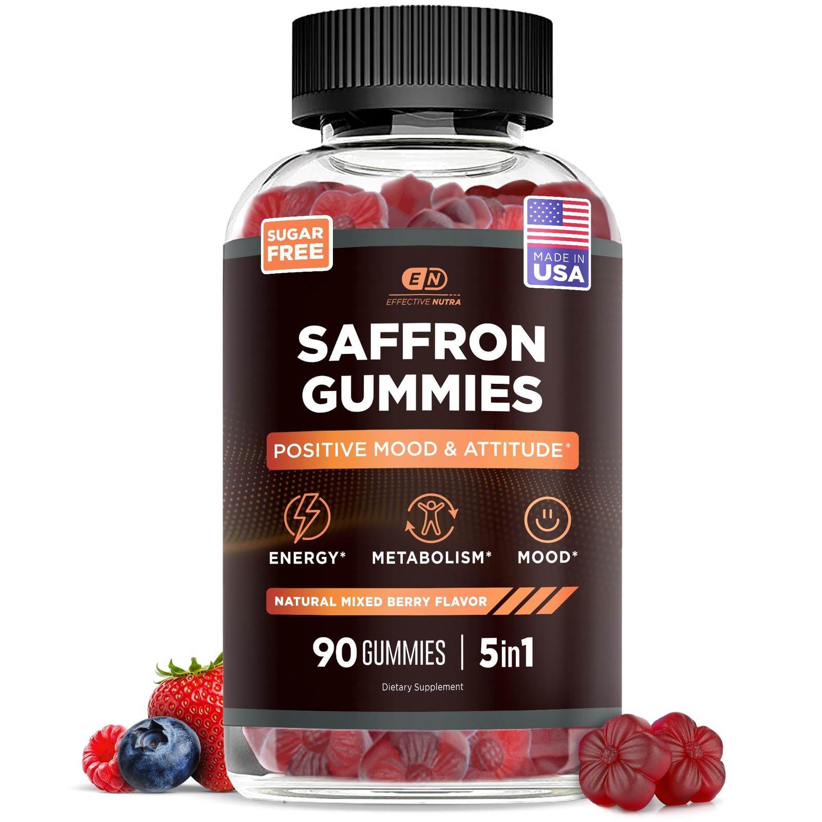 Effective Nutra Saffron Gummies for Adults 88.5mg – Mood 90 Count (Pack of 1)