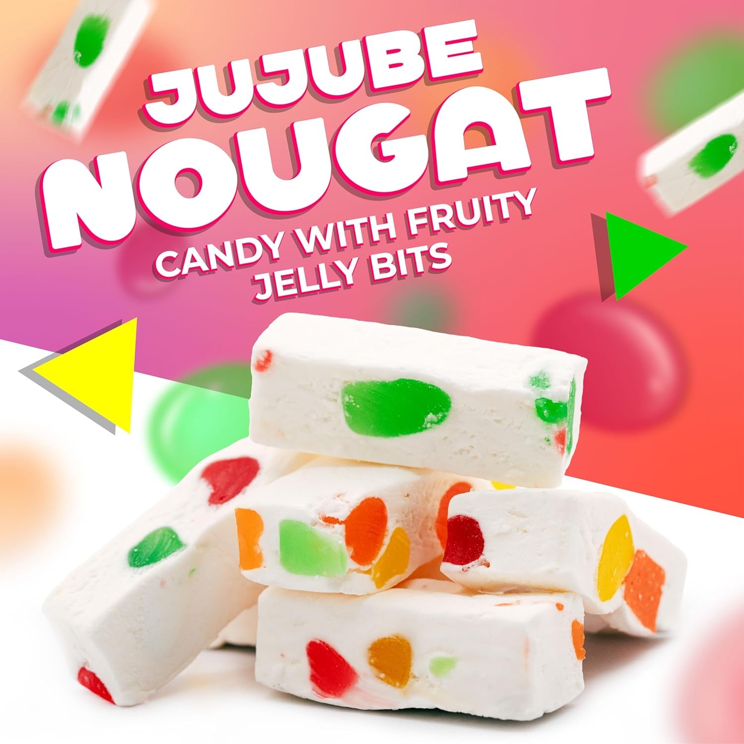 Fruity Nougat Candy 9oz Bag – 25 Count of Chewy Jelly Treats