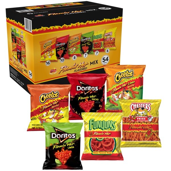 Frito-Lay Flamin’ Hot Mix Variety Pack 54ct – Spicy, Bold, Fiery Crunch in Every