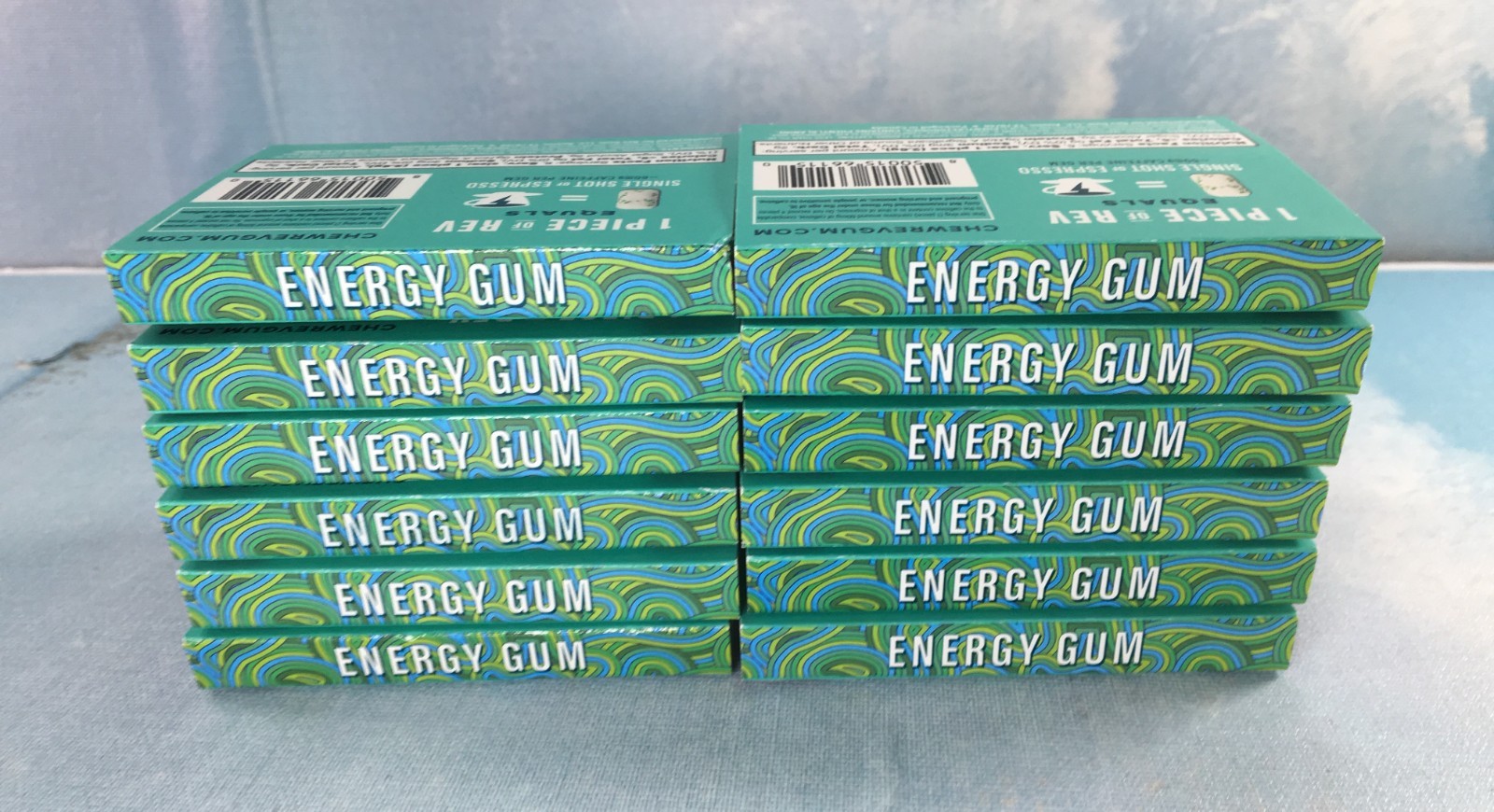 Rev Energy Gum Spearmint 12 Pack, 6 Ct. Each, BB 2/27, 60 mg Caffeine Sugar-Free
