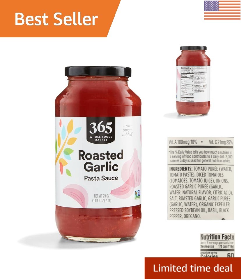 365 Everyday Value: 25 Oz Roasted Garlic Pasta Sauce – All-Natural Flavor