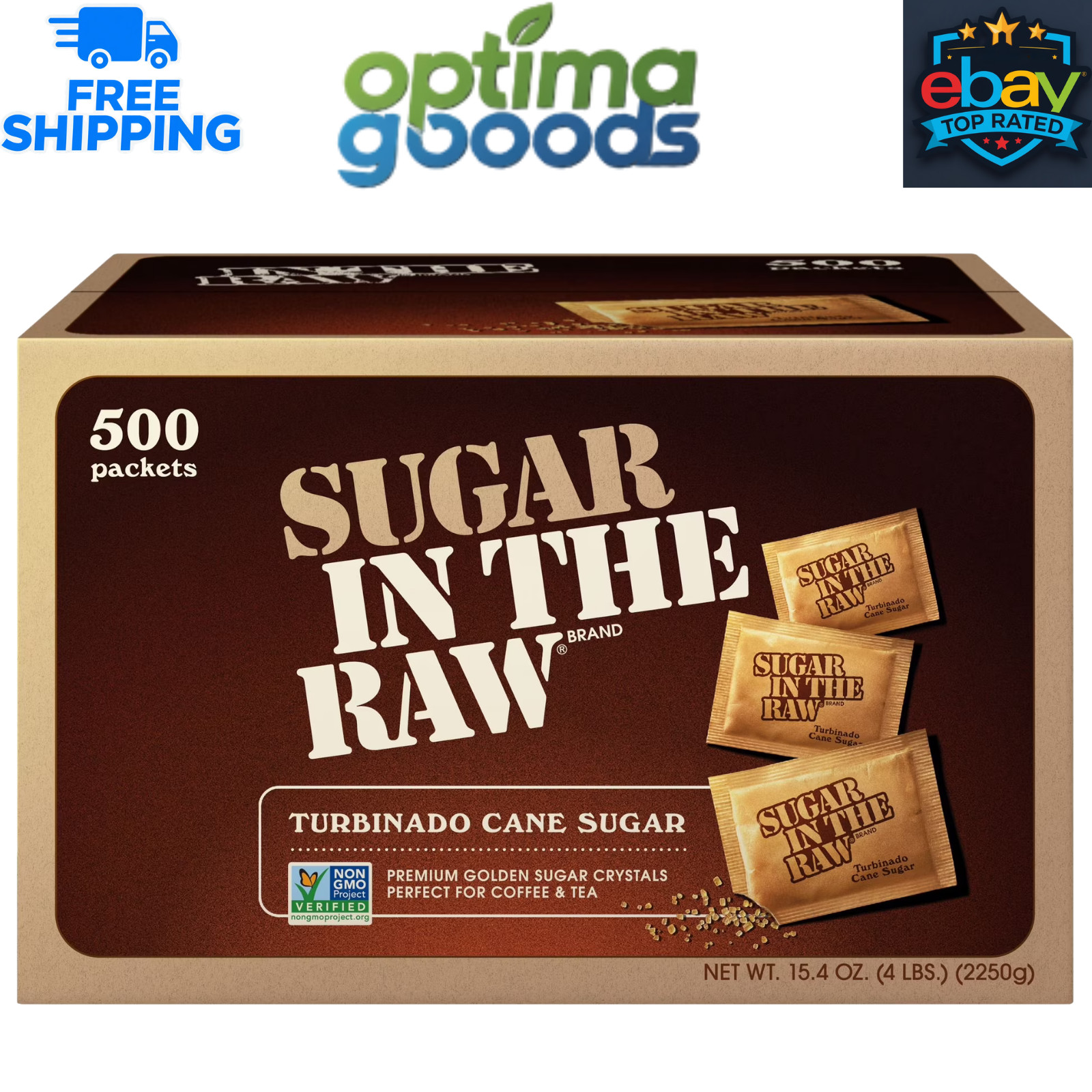 Sugar In The Raw Natural Cane Turbinado Sugar 500 Packets Natural Raw Sweetener
