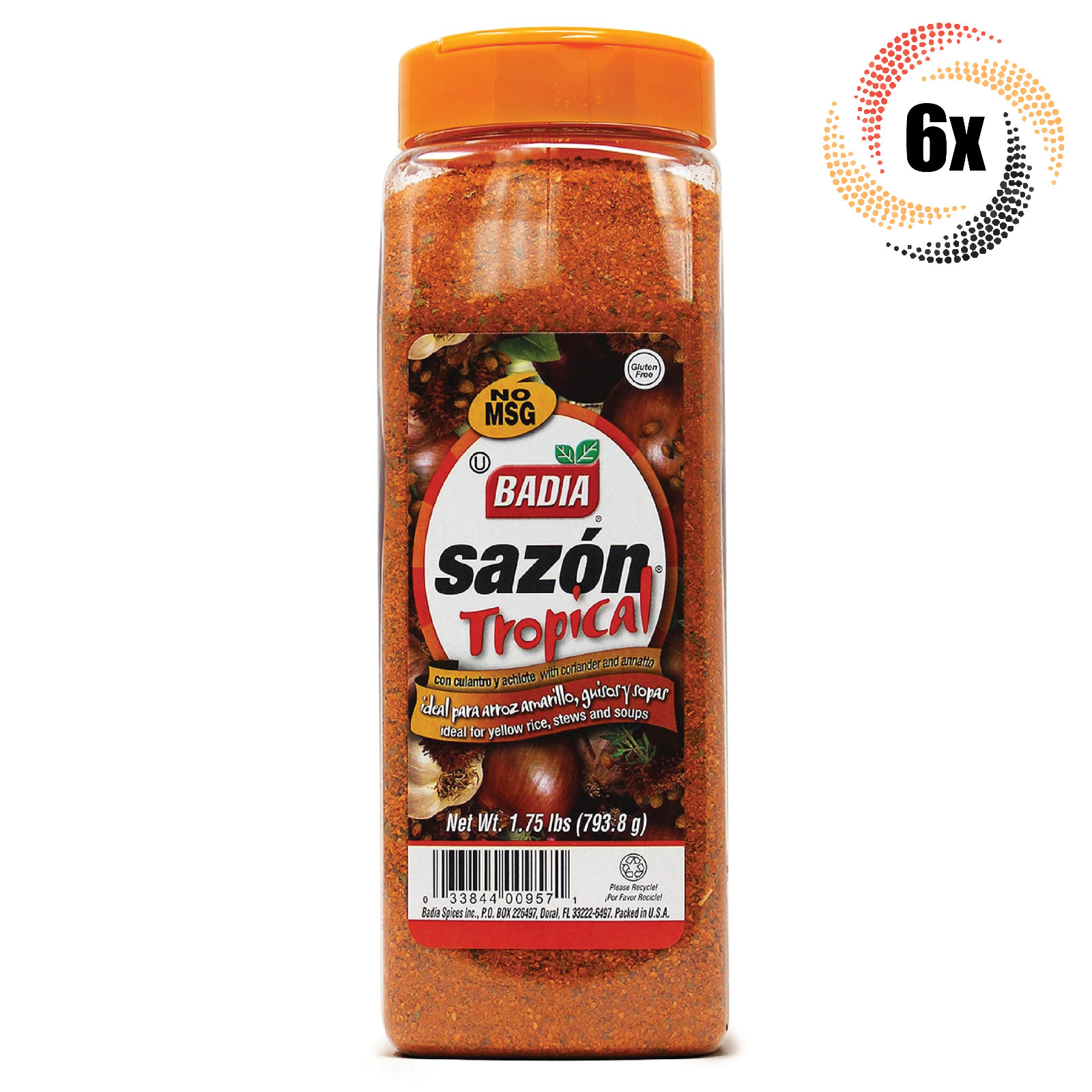 6x Pints Badia Sazon Tropical Seasoning | 1.75LB | Gluten Free | Fast Shipping!