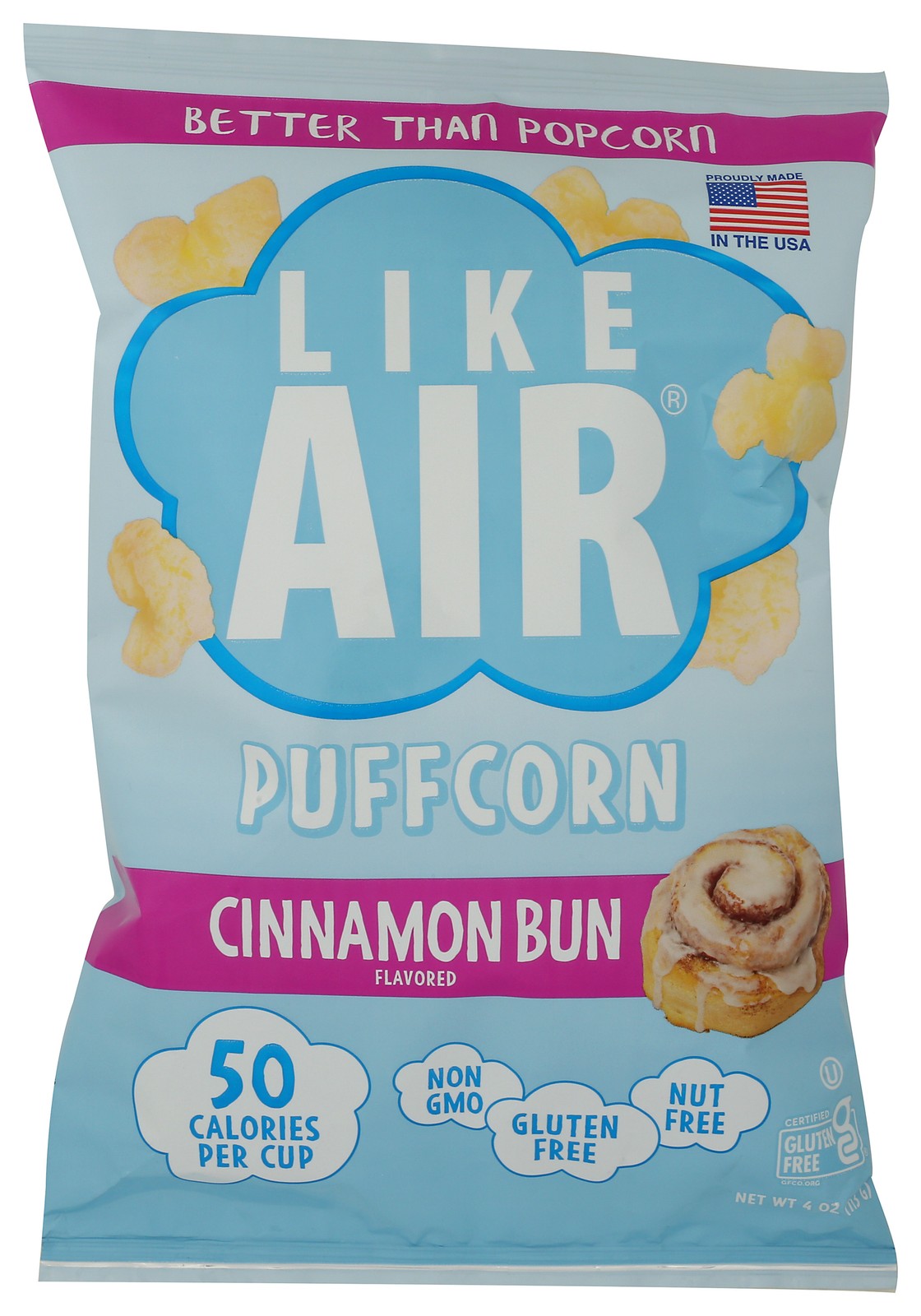 Like Air Cinnamon Bun Puffcorn Snack Puffed Corn Taste 12 Pack