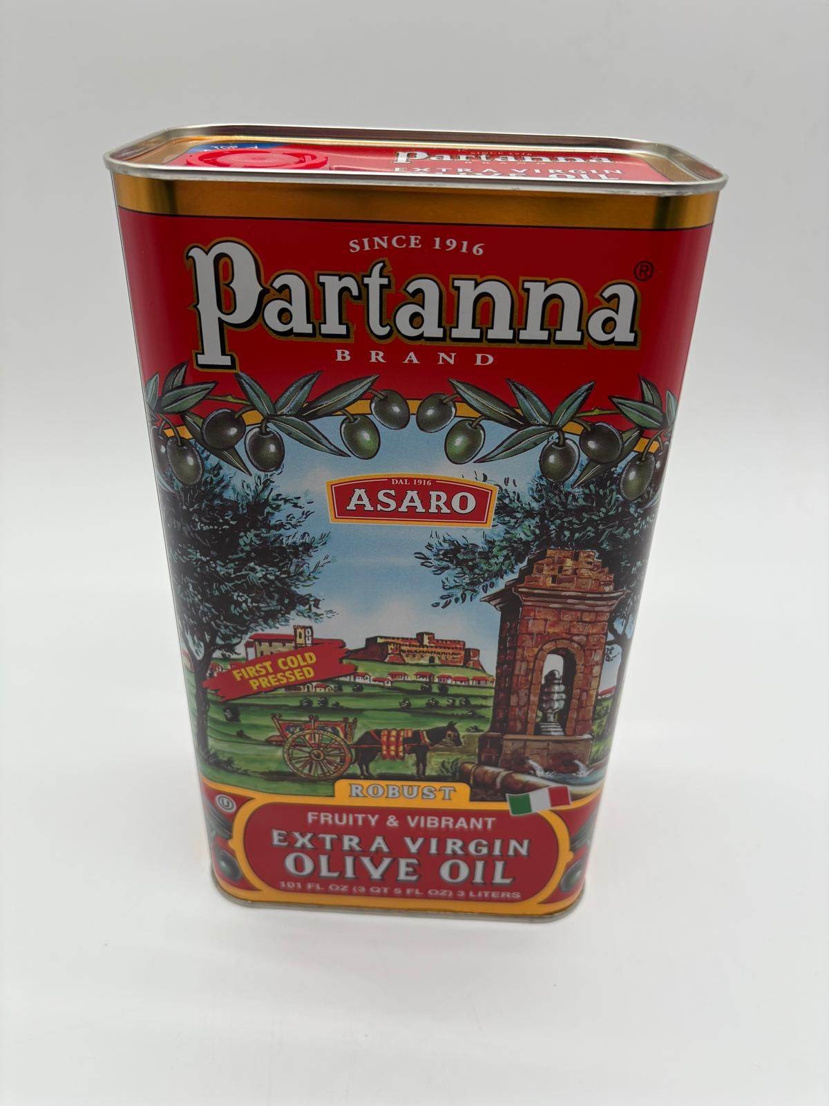 Partanna Extra Virgin Olive Oil 3L Tin Italian EVOO Robust Fruity Harvest