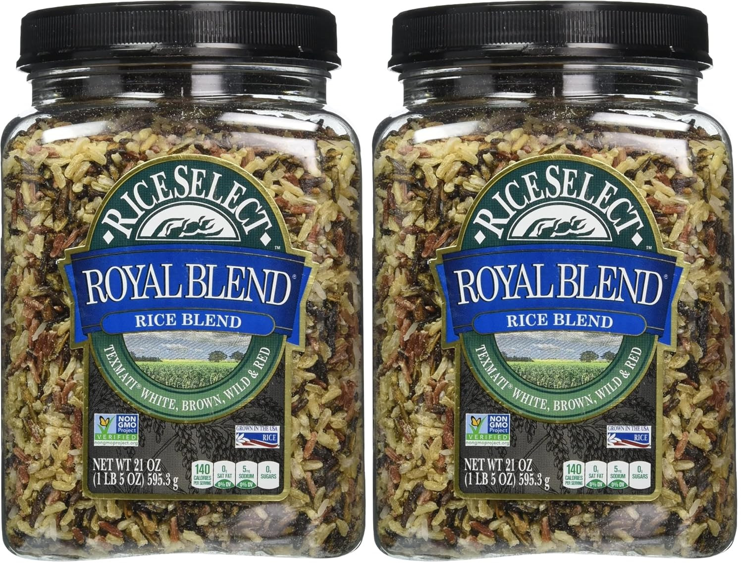 Royal Blend, Texmati White, Brown, Wild, & Red Rice, 21 Oz (Pack of 2)