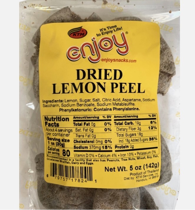 Enjoy Dried Lemon Peel – Sweet & Sour Snack | 5 oz Bag