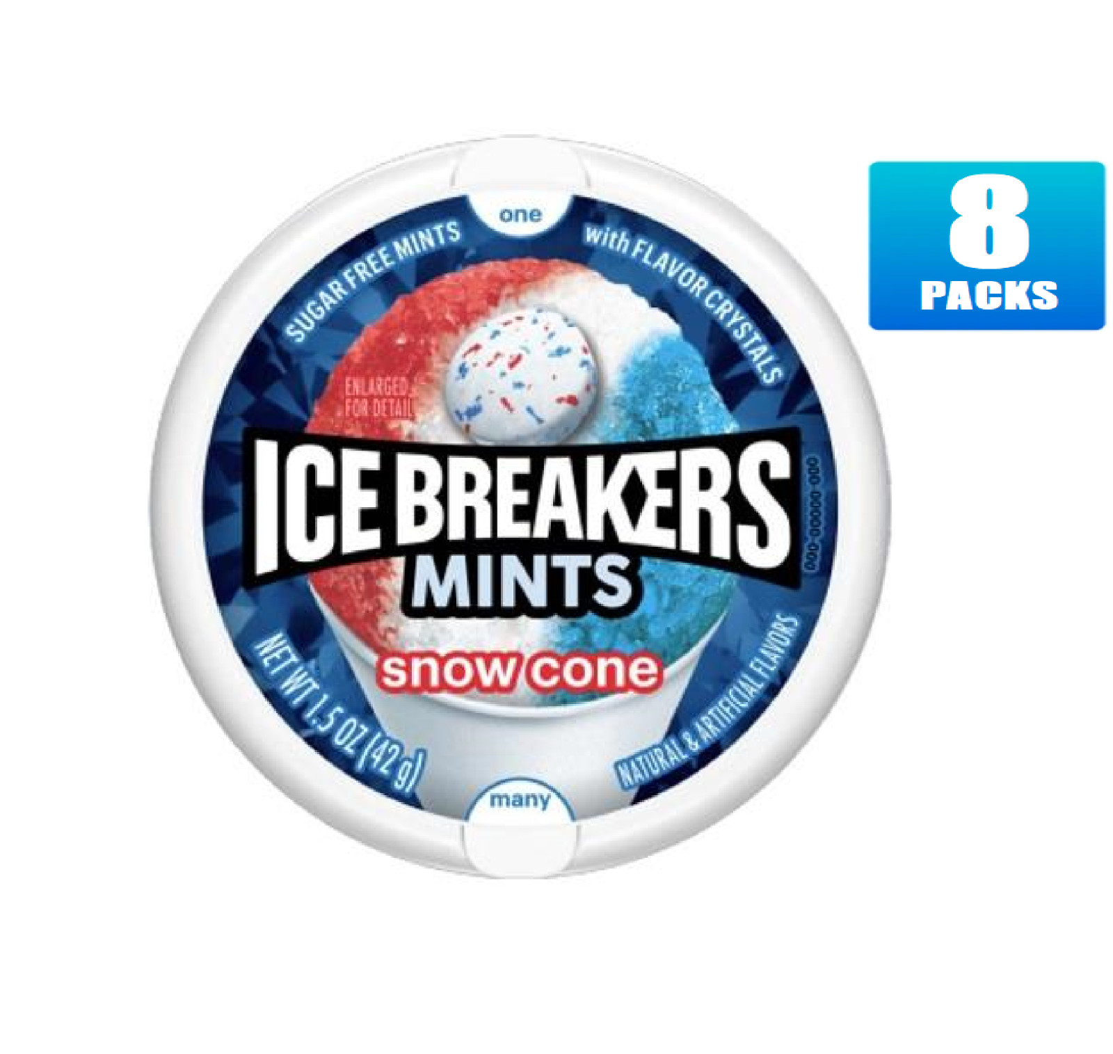 NEW! 8x Packs Ice Breakers Snow Cone Sugar Free Mints – 1.5oz Each