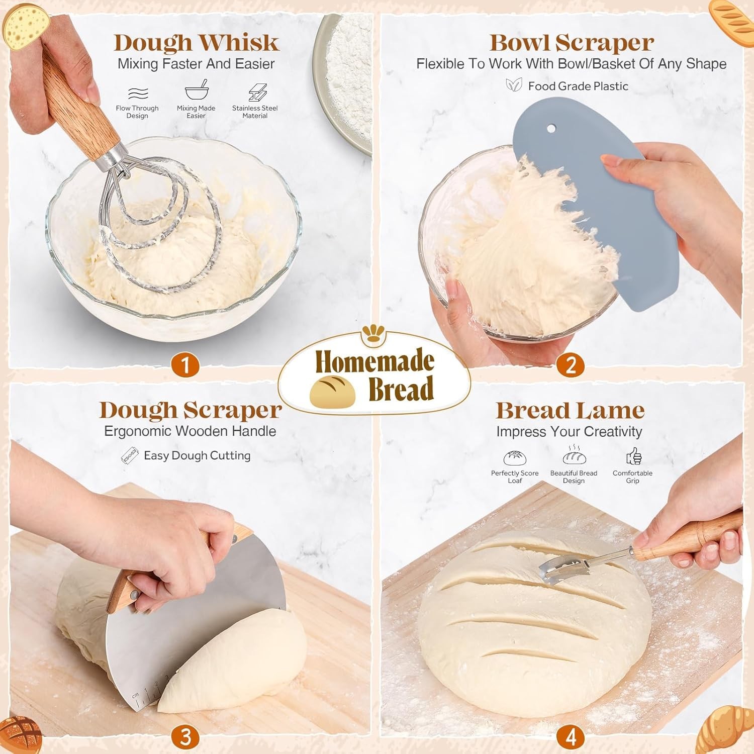 Sourdough Starter Kit, Sourdough Bread Baking Supplies, Bread Proofing Basket…