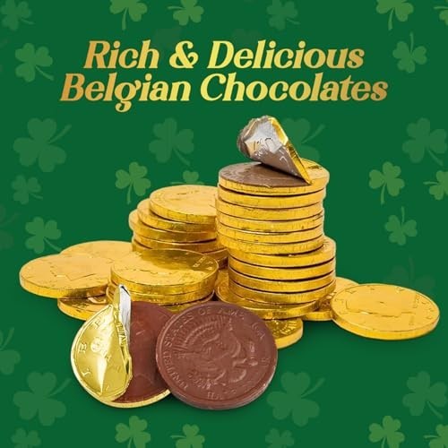 Smooth Belgian Milk Chocolate Gold Coins – 50pcs, Perfect for St. Patrick’s Day
