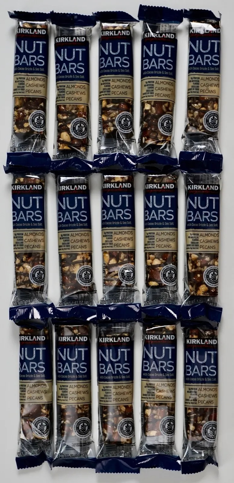 Kirkland Nut Bars Almonds Cashews Pecans Cocoa Drizzle Sea Salt, Qty 9 / 15 / 30