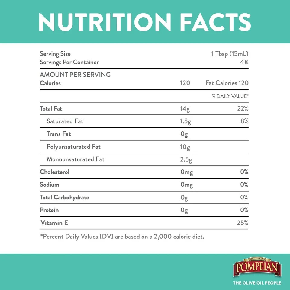 Pompeian 100% Grapeseed Oil Light and Subtle Flavor for High-Heat Pack of 6