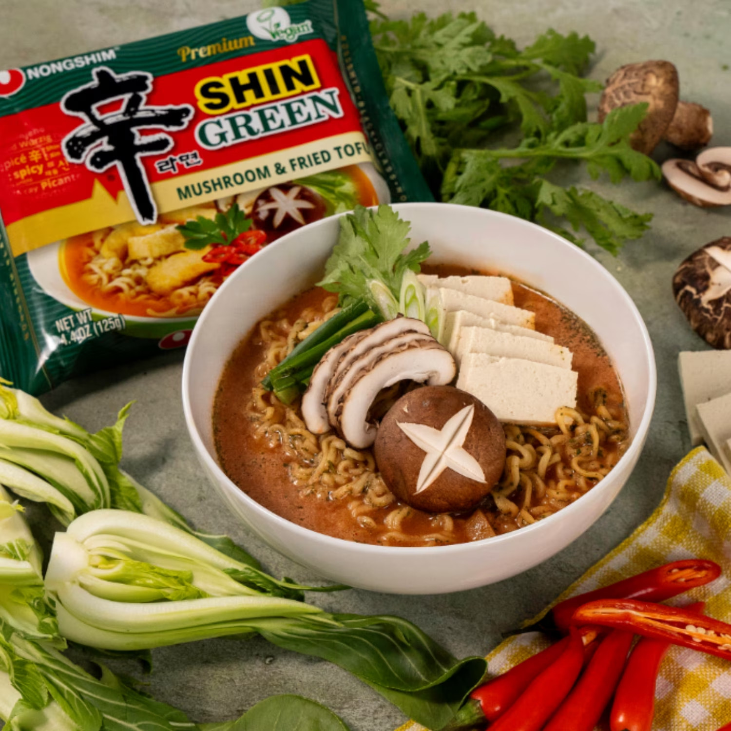 Nongshim Shin Green Vegan Instant Ramen Noodle Soup, 4 Pack, 4.4oz…