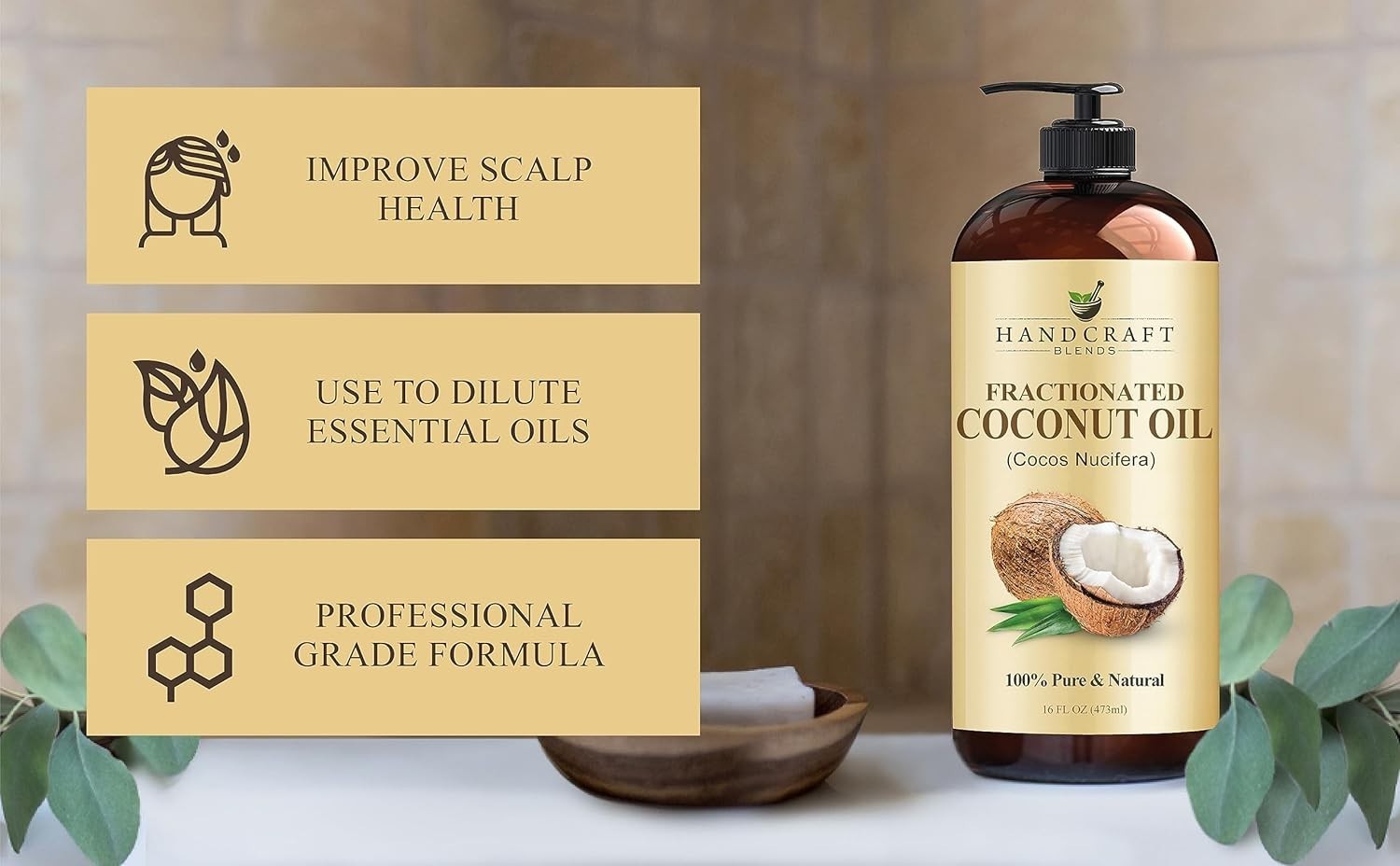 Handcraft Blends Fractionated Coconut Oil – 16 Fl Oz – 100% Pure and Natural – P