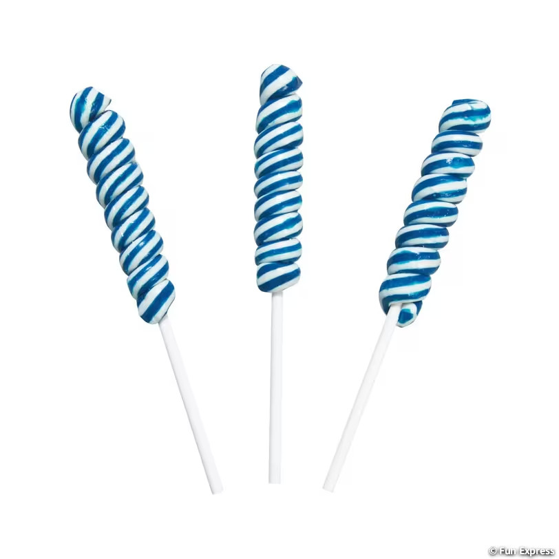 Blue Mini Twisty Lollipops, Party Favors, Birthday, Graduation, Candy, 24 Pieces
