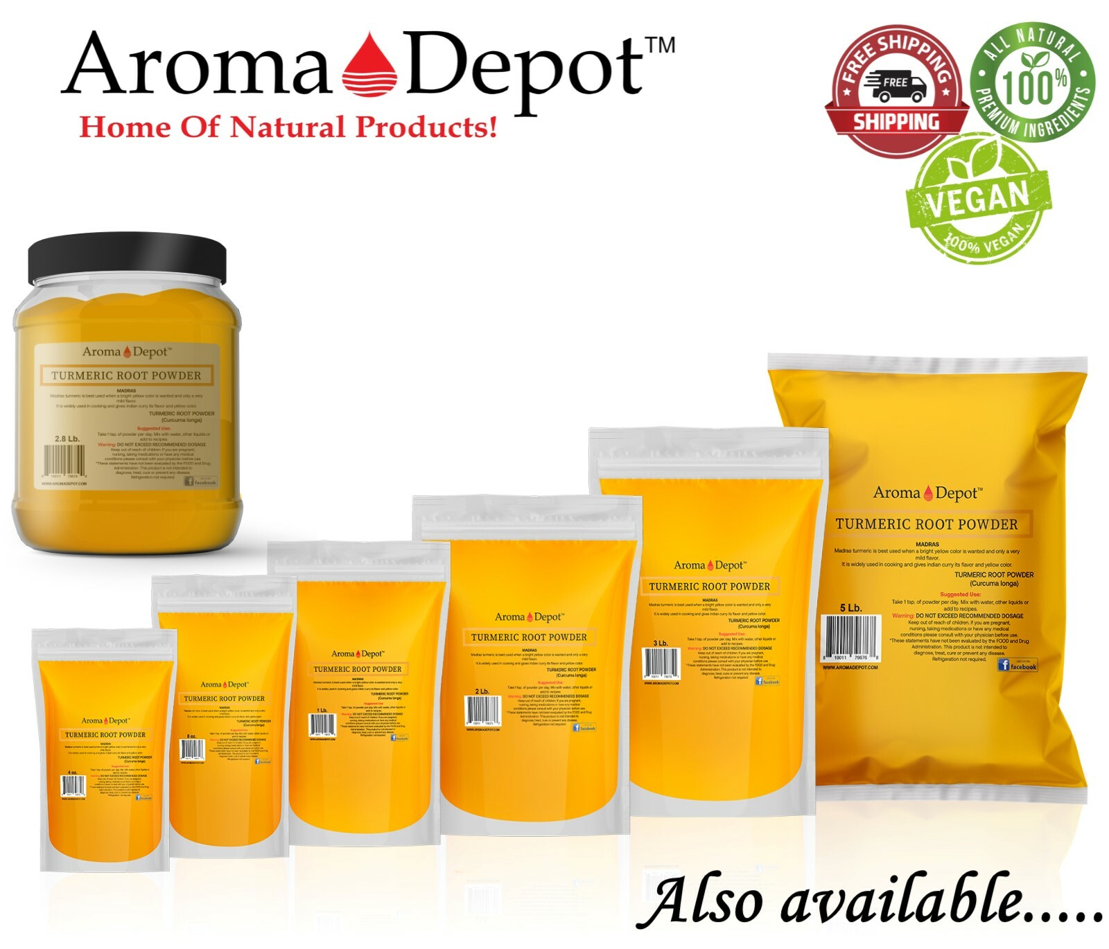 Turmeric Root Powder 2.5 lb 100% Pure Curcuma longa Yellow Tumeric 40 oz JAR