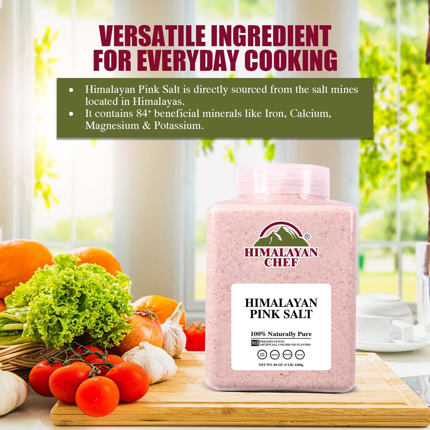 Pink Himalayan Salt Fine Grain, 5 lbs Plastic Jar – Pure, Natural, , Non-GMO,…