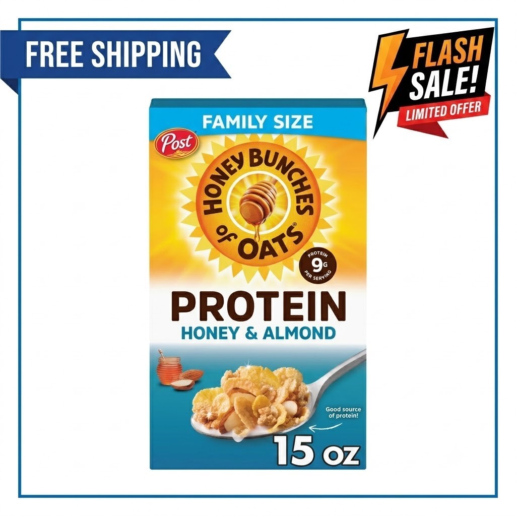 Honey Bunches Of oats PROTEIN Honey & Almond cereal Box 15 oz….